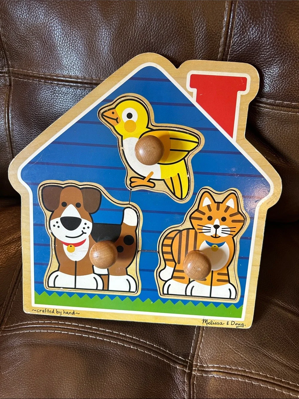 Melissa & Doug Colorful Wooden Alphabet & Vehicle/Animal Knob Puzzle Set